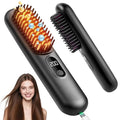 Cordless Mini Hair Straightener Brush with 4 Heat Settings