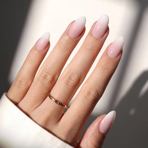 Beetles Short Almond Press-On Nails - Ombre French Tip 16 Sizes - White Ombre - 224 Pack