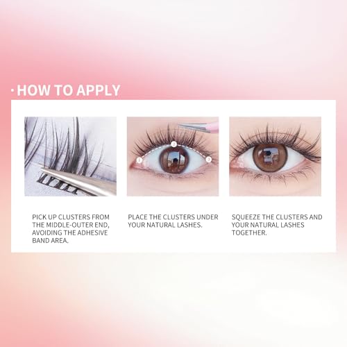Self Adhesive Lashes, 100Pcs Self Adhesive Eyelash Clusters, Wispy C-curly Cluster Eyelash extensions 10MM Individual Lashes, No Glue Needed, Natural Look, 10MM