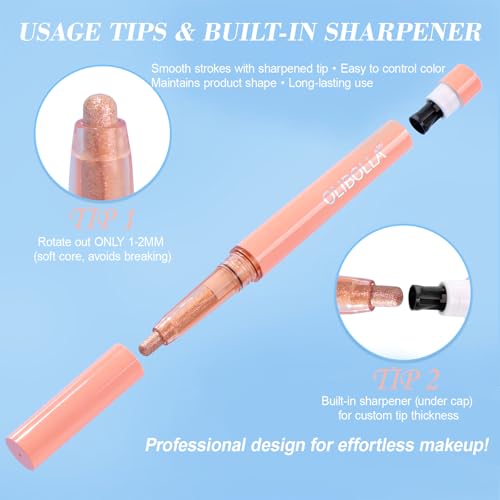 Shimmer Eyeshadow Stick Waterproof - 12 Colors Metallic