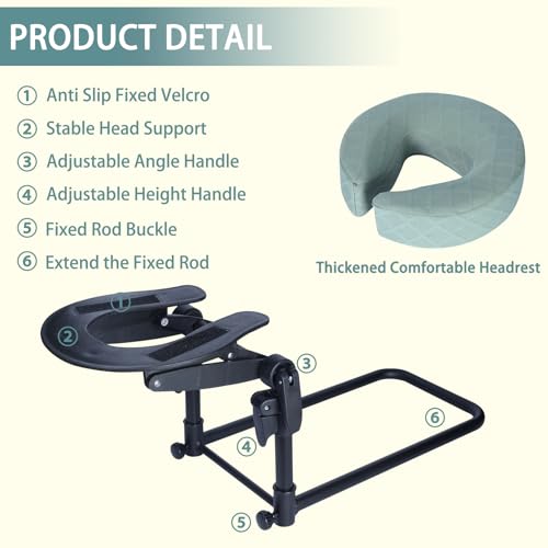 Massage Headrest for Bed,Adjustable Face Down Pillow After Eye Surgery Vitrectomy,Massage Head Rest for Bed at Home Mattress,Portable Massage Pillow Face Cradle (Black,6-17IN)