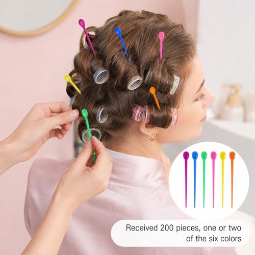 200 Pcs Plastic Hair Roller Pins for Curling & Styling - Colorful Styling Set