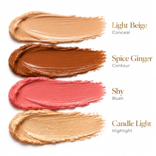 Vegan Face Sculpting Kit - 4 Cream Sticks for Contour, Blush, Highlighter