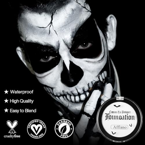 White Cream to Powder Foundation Makeup for Halloween Costumes