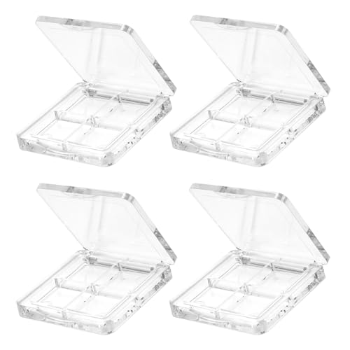 4-Piece Empty Eyeshadow Palette with Clear Grid Design
