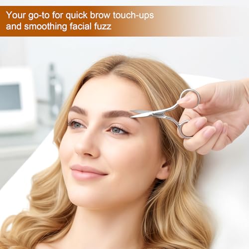 Sharp-Pointed Small Scissors Set for Eyebrow & Facial Grooming - 2 Pack, 3.5 Inch Stainless Steel Precision Trimmers