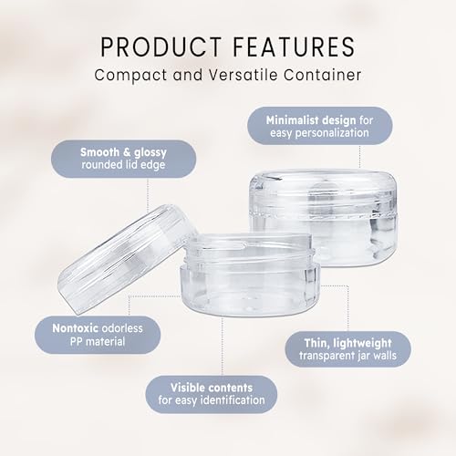 (Quantity: 24 Pieces) Beauticom 15G/15ML (0.5oz) Round Clear Jars with Screw Cap Lid for Lotion, Creams, Toners, Lip Balms, Makeup Samples - BPA Free