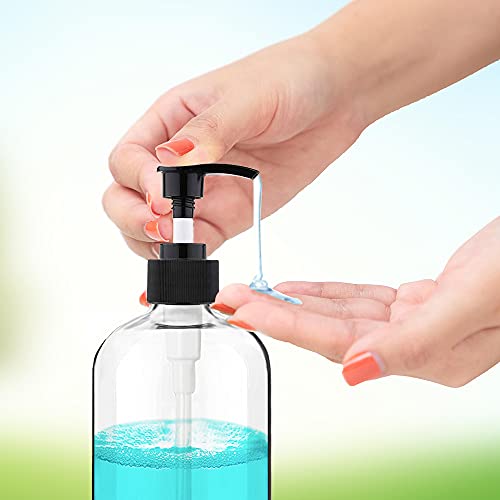4 Pack 16oz Pump Bottles | Clear Refillable Dispensers
