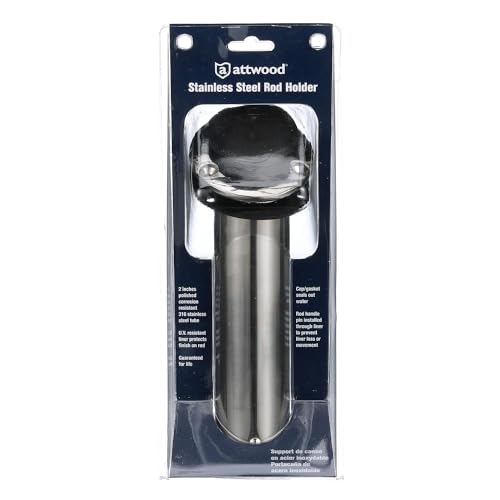 Attwood 66362-7 Stainless Steel Flush Mount Rod Holder, 2-Inch Diameter, 7 ¨ö Inches Long, 30-Degree Top Flange, Open Base End