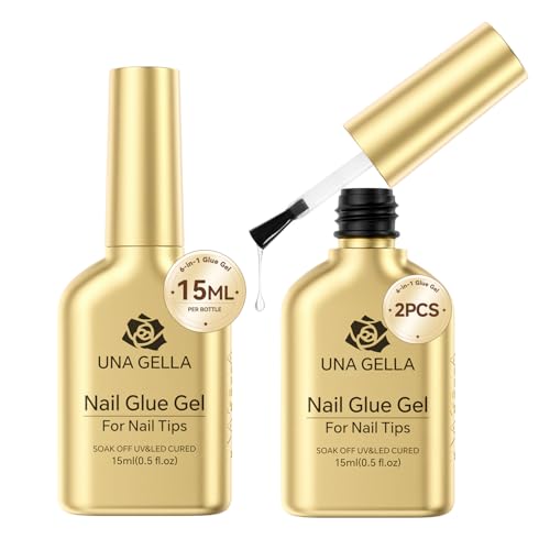 UNA GELLA 6 in 1 Gel Nail Glue for Acrylic Nails - 2Pcs 15ml