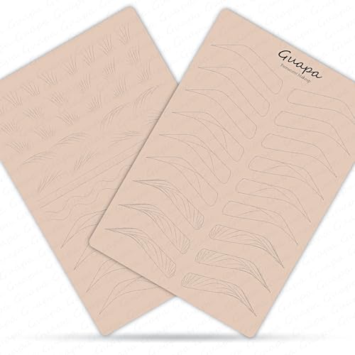 Guapa 3pcs Microblading Hairstroke Practice Skin Pre-printed Silicone Eyebrow Latex for Perfect Nano Eyebrow Tattoo Practice (Pink Sheet)