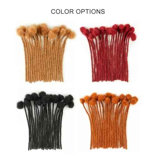 0.4cm Width 4 Inch 60 Strands 100% Human Hair Loc Extensions, Full Handmade Dreadlock Extensions for Men Women Kids Can Be Dyed and Bleached with Needle and Comb 100% Unprocessed Natural Black