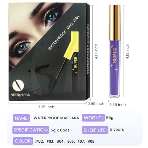 Colored Mascara Set 6-Pack - Waterproof Volumizing Lash