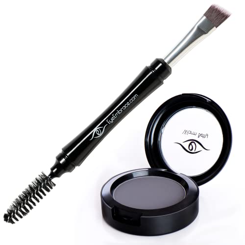 Eye Embrace Warm Betty Light Gray Eyebrow Powder & Pro Grip Angled Brow Brush Bundle - Waterproof, Cruelty-Free