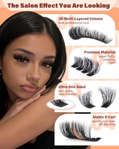 Fluffy Lash Clusters Kit 192pcs 12-18MM D Curl Eyelash Extensions