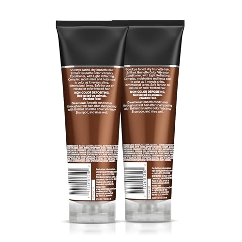 John Frieda Brilliant Brunette Color Protecting Conditioner, For Maintaining Color Treated Hair, Anti-Fade Conditioner, 2-8.45 Oz
