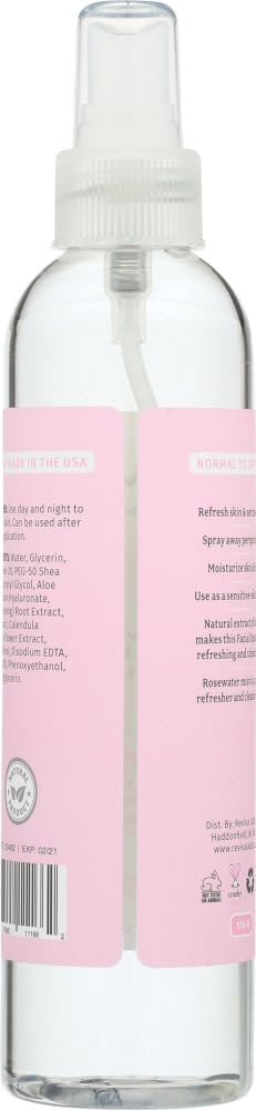 Reviva Labs Facial Spray, Rosewater, for Normal to Dry Skin, 8-Ounces (Pack of 3)