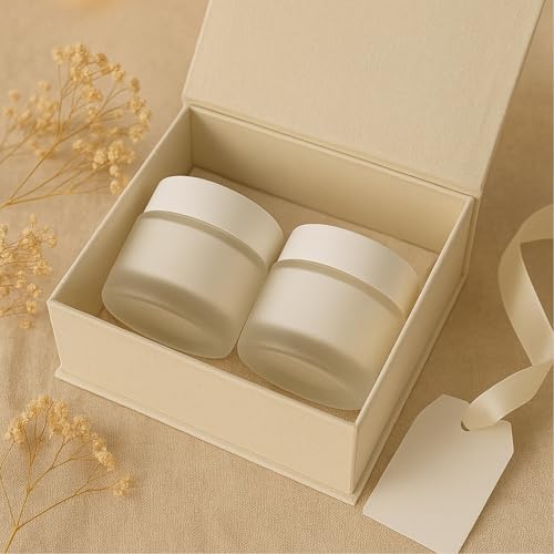 2-Pack 60g Frosted Glass Cream Jars with White Lids
