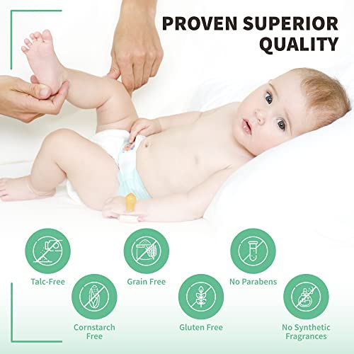 Talc Free Baby Powder with Organic Bentonite Clay Food Grade for Sensitive Skin, Gentle Calcium Bentonite Care for Delicate Infant Diaper Area. Talc-Free Baby Powder. Unscented and Organic.
