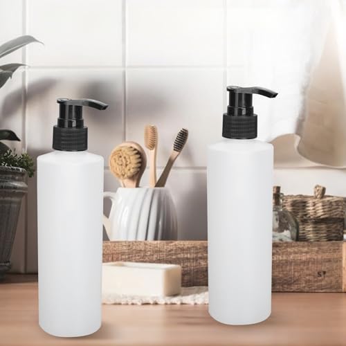 Massage Oil Dispenser Bottle, 250ml Plastic Pump Dispenser Bottles Refillable Cream Shampoo Pump Dispenser for Massage Oil Heater, Soap, Shampoo, Lotions, Creams(2 Pack)