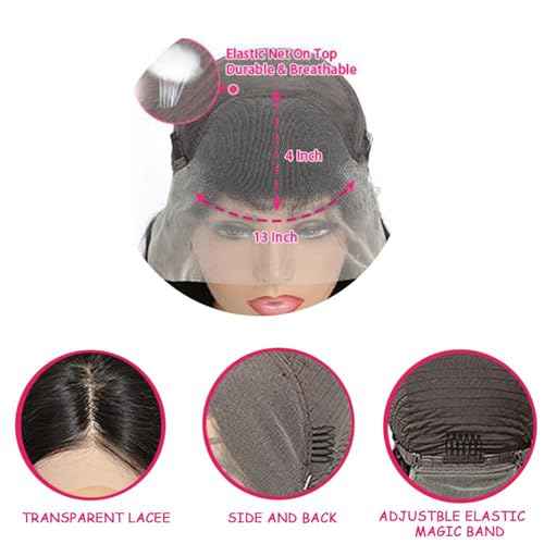13x4 Lace Front Wigs Human Hair Pre Plucked with Baby Hair 220% Density 24inch HD Transparent Straight Lace Front Wigs Human Pre Plucked For Black Women Frontal Wigs Human Hair