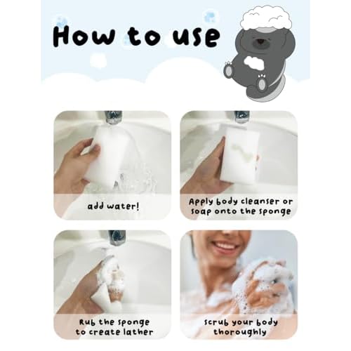 Disposable Bath Sponge White 24Pack / Easy to Carry Anytime, Anywhere/Travel, Camping, Clean Shower Supplies