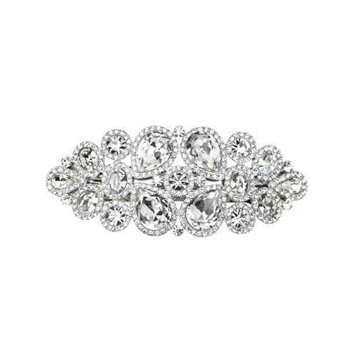 Faship Gorgeous Clear Rhinestone Crystal Floral Hair Barrette Clip