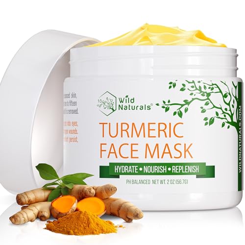 Wild Naturals Turmeric Clay Face Mask for Acne & Dark Spots ? Gentle, Soothing Mask with Vitamin E for Men & Women ? Natural Clay Mask for Clear Skin