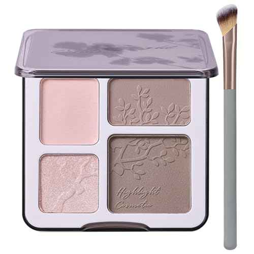 Face Highlighter Contour Shading Palette Sculpting Long-lasting Pressed Powder Smooth Matte Shimmer Finish Makeup for Cool Toned Skin