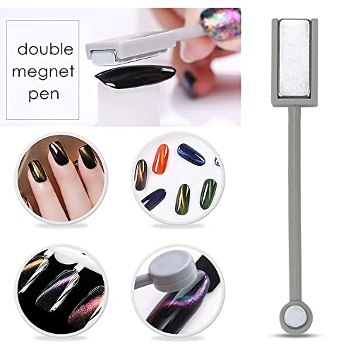 SILPECWEE 8 Pieces Nail Magnet Tool Set Cat Eye Magnet for Nails Magnetic Nail Polish Pens Double-head Magnet Stick Nail Art Accessories for DIY 3d Magnetic, Salon, Studio or Home