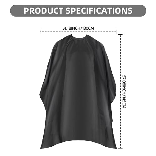 Omvoina Professional Hair Cutting Cape with Adjustable Snap Closure, Salon Barber Cape,Waterproof Hairdressing Salon Cape - 57" x 51"(Black)