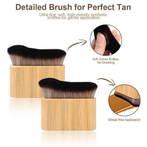 2 in 1 Streak-Free Natural Tanning Mitt, Leakproof-lined Self Tanner Mitt, Reusable Self Tanning Mitt and Brush, Self Tanner Brush for Self Tan Mit for Apply Tanning Lotion, Mousse, Sunscreen