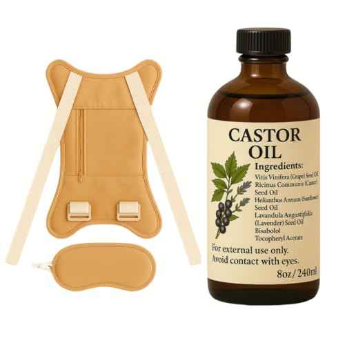 Castor Oil Pack Wrap Organic - Castor Oil Pack Kit Belly Button Cotton for Stomach Liver Detox Neck Abdomen Waist - Organic Cold Pressed Unrefined