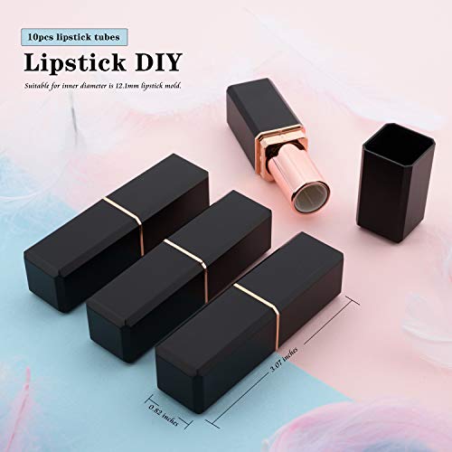 Black Lipstick Tubes 10pcs DIY Lip Balm Container - Square
