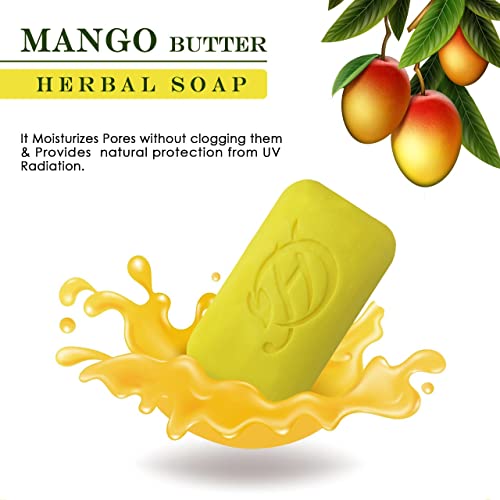 HERBOGANIC Mango Butter Herbal Soap | Natural Bar Soap for Face and Body | Moisturizing and Nourishing | Infused with Mango Butter | Gentle for Men and Women | 5 Oz (Pack of 1)……