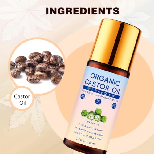 Organic Castor Oil with Rose Quartz Roller - 2 Pack