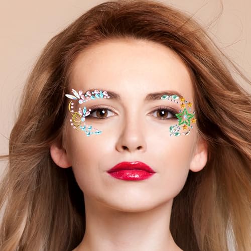 Eye Gem Stickers for Women - 8 Sheets Reusable Rhinestones