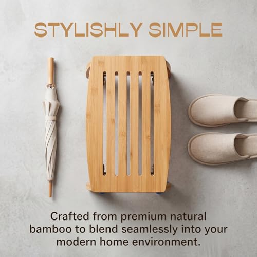 Bamboo Folding Step Stool - Non-Slip, 300lbs Capacity