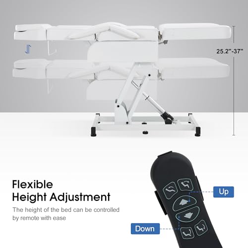 BarberPub 3-Motor Electric Facial Bed, Height-Adjustable Massage Table
