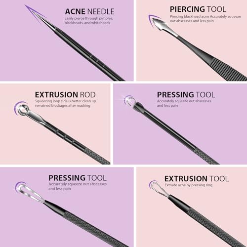 Teenitor 7 in 1 Blackhead Remover Tools, Surgical Grade Pimple Popper Tool Kit, Blackhead Extractor, Pimple Extractor, Black Head Remover for Face Nose
