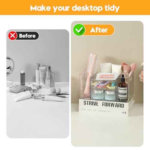 Acrylic Makeup Organizer for Countertop ? 2 Drawers & 3 Compartments, Clear Storage Bin. Multi-use for Skincare, Cosmetics, Jewelry & Small Accessories, fits Vanity, Bathroom, Office, Craft