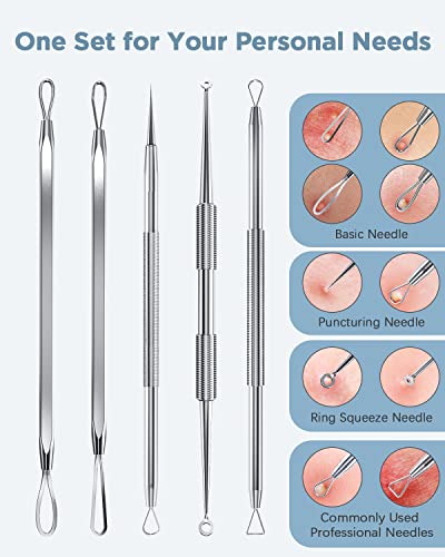 Blackhead Remover Tool Kit, 5-Piece Pimple Extractor Set
