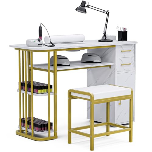 Oakvera Manicure Table with Dust Collector & Storage