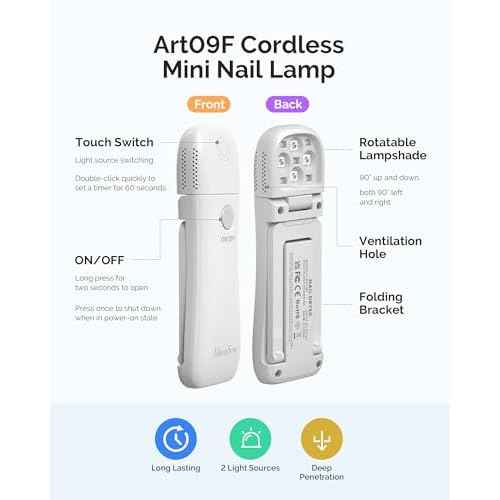 MelodySusie Foldable Cordless UV Nail Lamp with Stand,P-Art09F Rechargeable UV LED Light Featuring Touch Panel & 2-in-1 Lighting Curing Flash Cures All Soft Gels Especially Half-Cured, Base & Top Coat