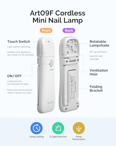 MelodySusie Mini Cordless UV Nail Lamp with Foldable Stand