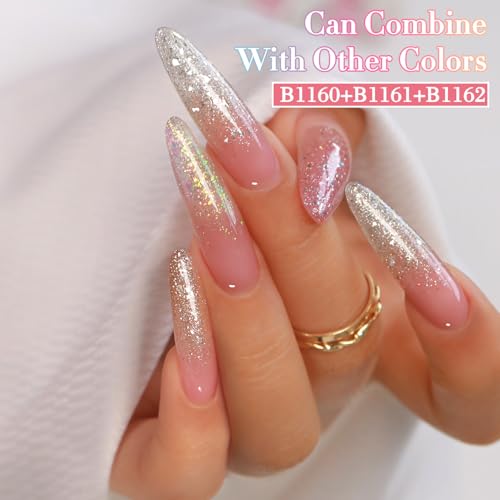 Double Rhythm Sugar Pink Glitter Gel Polish 15ml for Nail Art & Manicure