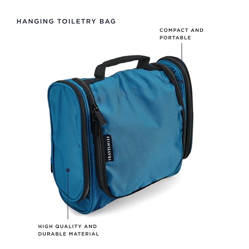 TravelWise Hanging Toiletry Bag, Travel Toiletry Organizer, Blue