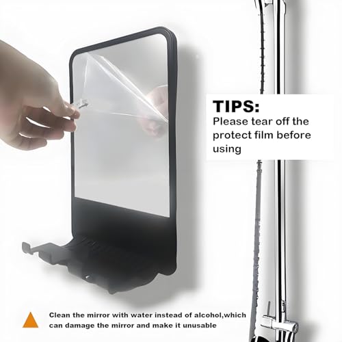 Fogless Shower Mirror for Shaving with Storage and Adjustable Angle