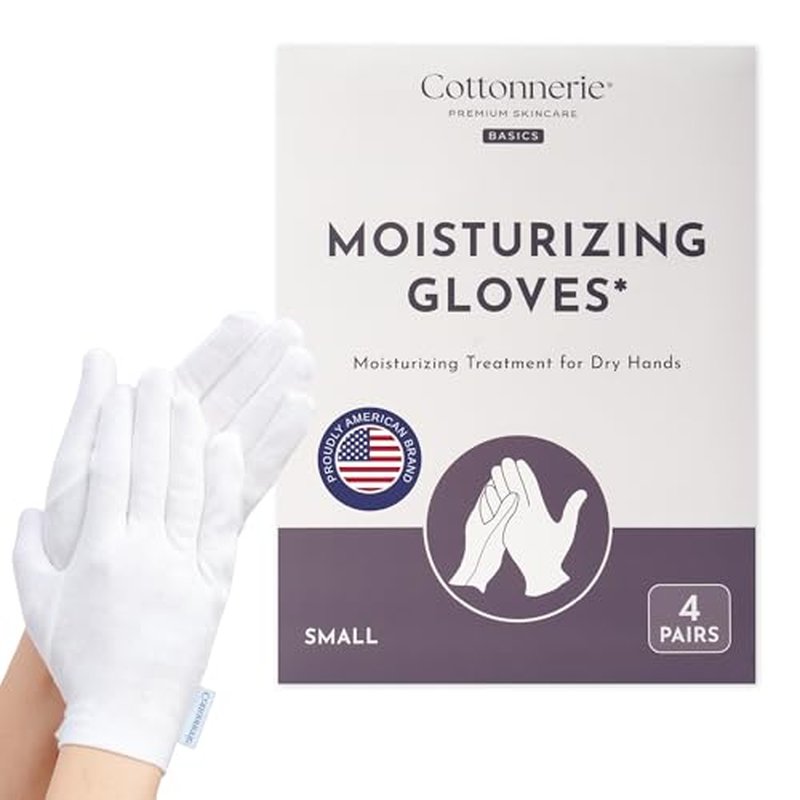 100% Cotton Moisturizing Gloves for Dry Hands – 4 Pairs