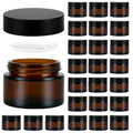 YONKAN Amber 2oz Reusable Glass Storage Jars Pack of 24 with Leak-Proof Cap